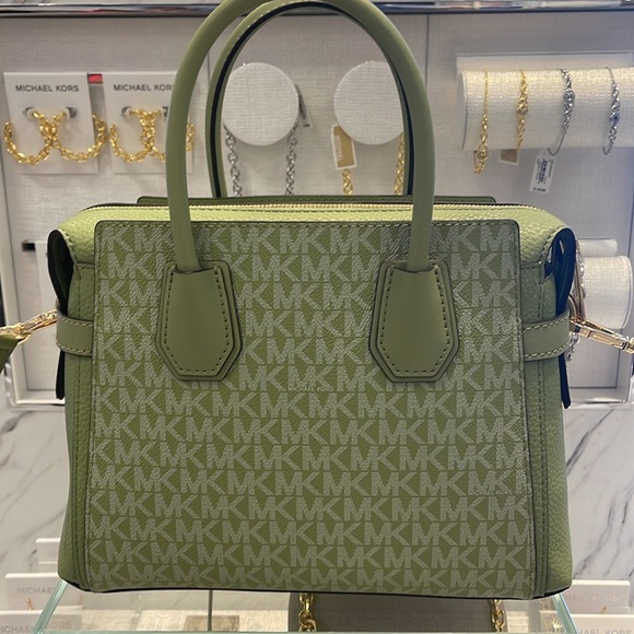 Michael Kors Mercer Small Top Zip Belted Satchel Crossbody Handbag Bag Shoulder - Picture 6 of 16